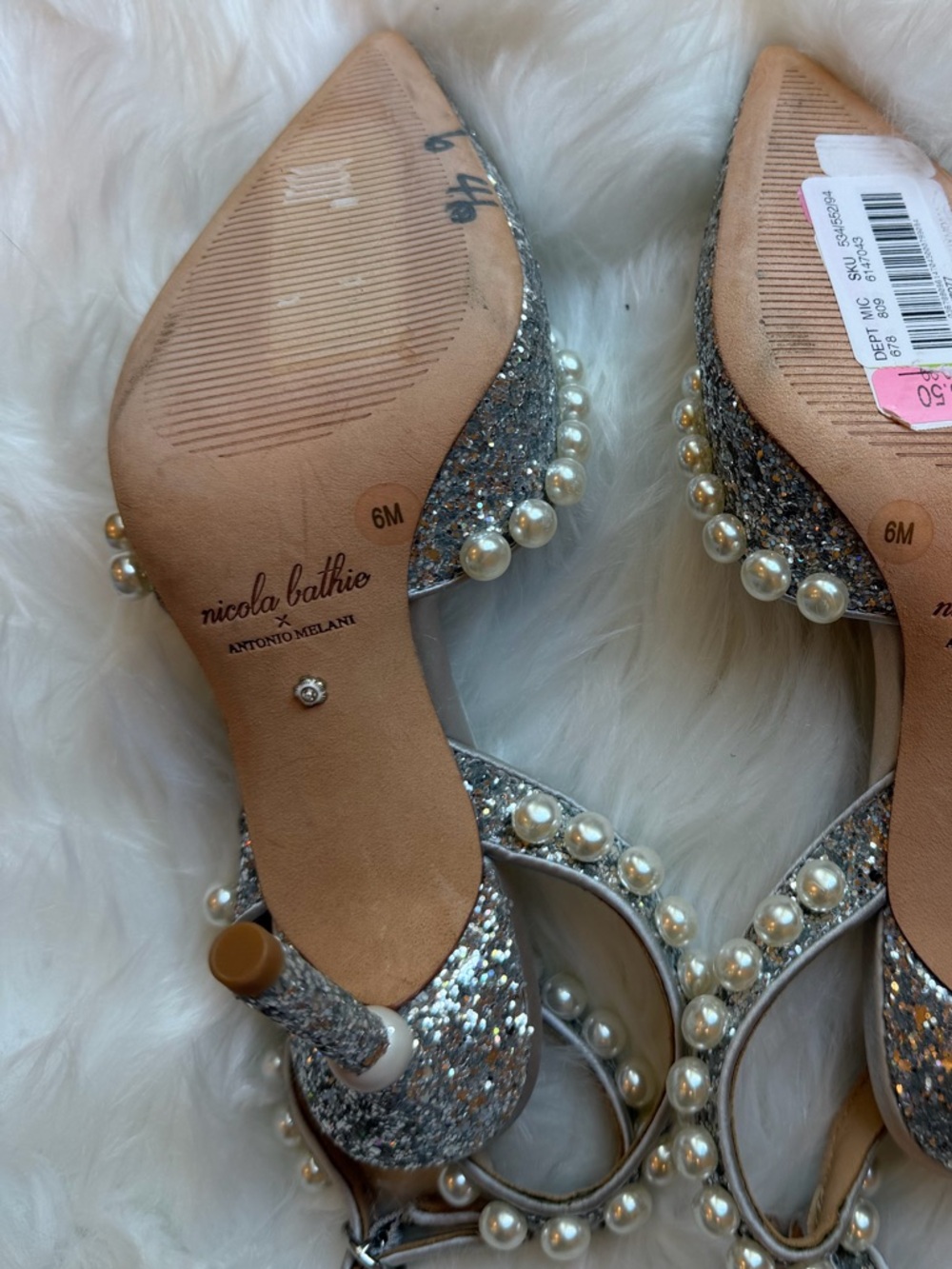 Nicole Bathie x Antonio Melani Sparkle Pearl Bridal Heels - Picture 7 of 7